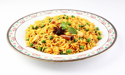Indian Vegetable peas Pulav or Biryani made using Basmati Rice and Vegetable