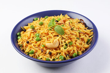 Indian Vegetable peas Pulav or Biryani made using Basmati Rice and Vegetable