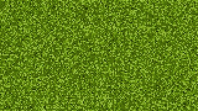 Abstrakte Hintergrundtextur, bestehend aus sich ver&auml;ndernden kleinen farbigen Quadraten (Pixel, Raster) -  Gr&uuml;nt&ouml;ne