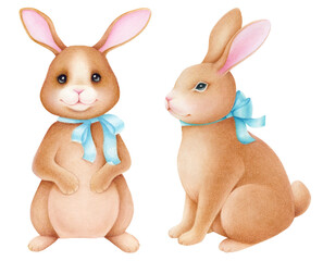 Cute bunnies illustration. Easter bunnies 