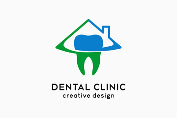 Dental clinic logo design with creative concept, dental icon combined with home icon