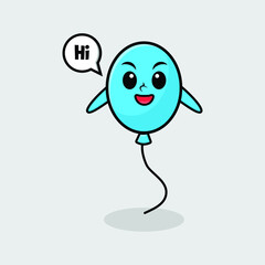 Cute cartoon balloon character with happy expression in modern style design for t-shirt, sticker, logo element, poster