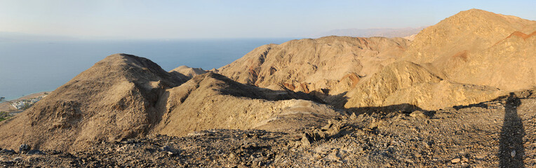 Walk through the mountains near the Gulf of Eilat Red Sea in Israel