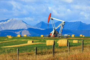 Oil and Gas Rig Pumpjack Alberta Canada - obrazy, fototapety, plakaty
