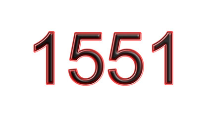 red 1551 number 3d effect white background