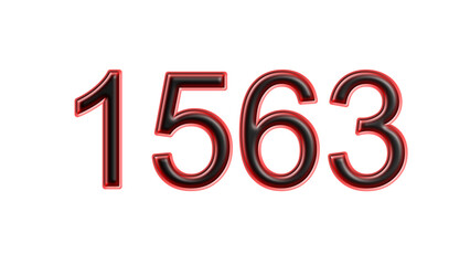 red 1563 number 3d effect white background