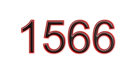 red 1566 number 3d effect white background