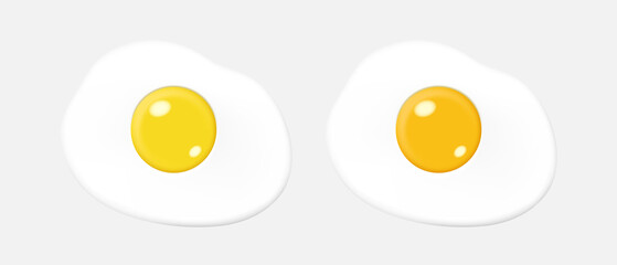 Set of 3d fried eggs. Vector clipart isolated on white background.