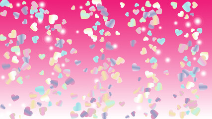 Realistic Background with Confetti of Hearts Glitter Particles. St. Valentine Day. Celebration pattern. Light Spots. Explosion of Confetti. Glitter Vector Illustration. Design for Banner.