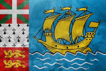 Textured photo of the flag of Saint Pierre and Miquelon.