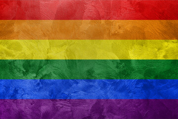 Textured photo of rainbow LGBT pride flag.