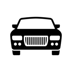 Car icon. Black silhouette. Front view. Vector simple flat graphic illustration. Isolated object on a white background. Isolate.