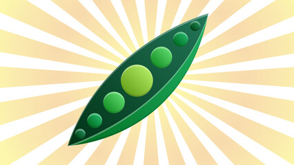 green peas on a white-orange retro background,  illustration. peas in a pod, inside are small round peas. grain pattern, legumes