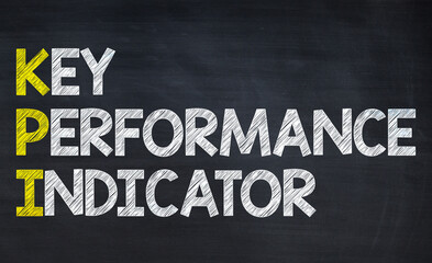 Key performance indicator - KPI acronym written on chalkboard, business acronyms.