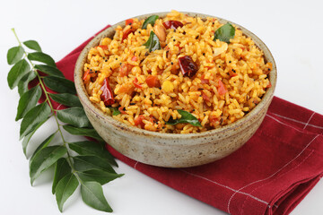 Tomato rice.spicy South Indian rice recipe Tomato pulao or Tomato Rice ,South Indian Thakkali Sadam ,Tomato Bath an Indian vegetarian dish. Healthy nutritious