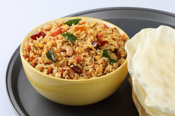 Tomato rice.spicy South Indian rice recipe Tomato pulao or Tomato Rice ,South Indian Thakkali Sadam ,Tomato Bath an Indian vegetarian dish. Healthy nutritious