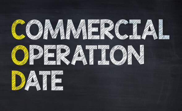 Commercial operation date - COD acronym written on chalkboard, business acronyms.