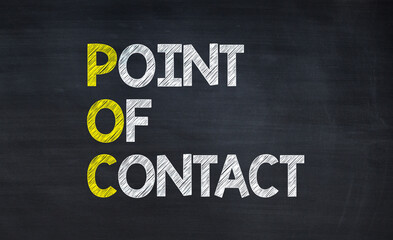 Point of contract - POC acronym written on chalkboard, business acronyms.