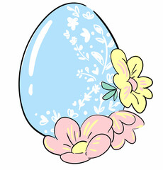 Easter egg and flower vector illustration decor holiday element