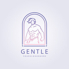 gentle man gym body goals logo vector illustration design badge emblem simple line, fighter, army