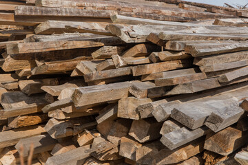 Wood stack storage of timber materials and lumber pile industry