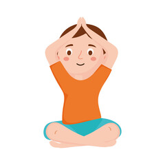 seated boy practicing yoga
