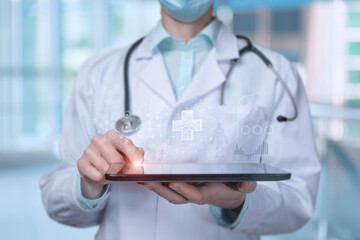 Concept of providing medical care with the help of modern technology.