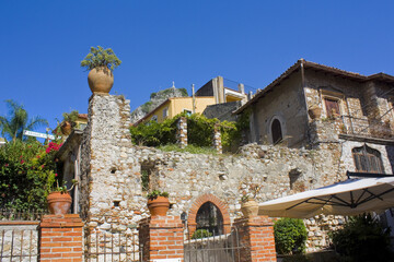 Architecture of Old Town in Taormina, Sicily, Italy