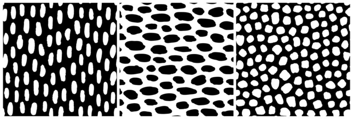 Bundle of abstract geometrical shapes seamless repeat pattern. Monochrome, vector dots and lines all over prints.