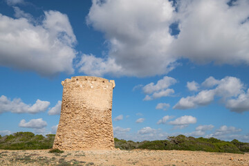 Watchtower of S Estalella, year 1577, S'Estalella,Llucmajor, Mallorca,, balearic islands, spain, europe