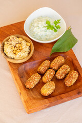 falafels with tzatziki and hummus, Spain