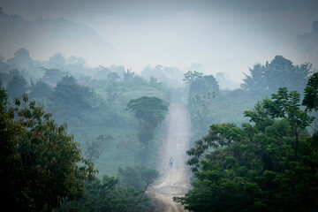 camino de la Taña a Lancetillo, bosque humedo, Sierra de los Cuchumatanes, Quiche, República de Guatemala, América Central