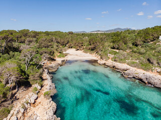 Fototapeta na wymiar Cala Sa Nau, Felanitx, Mallorca, Balearic Islands, Spain