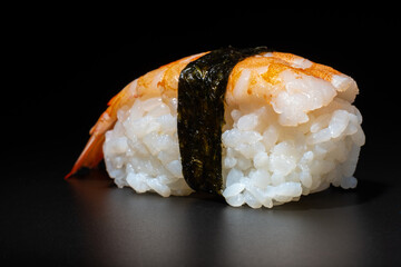 prawn niguiri on background closeup