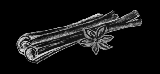 Cinnamon stick chalk illustration