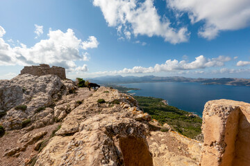 Fototapeta na wymiar Hiking in mountrains of Alcudia, Mallorca, or Majorca, Balearic Islands, Spain