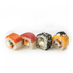 rolls, Japanese cuisine, on a white background
