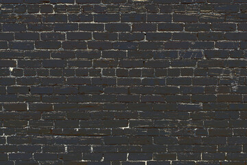 black alley dark painted brick wall retro vintage paint weathered dangerous back alley building...
