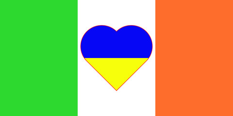 A heart painted in the colors of the flag of Ukraine on the flag of Netherlands. Vector illustration of a blue and yellow heart on the national symbol.
