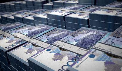 Kazakh Tenge money banknotes pack 3d illustration