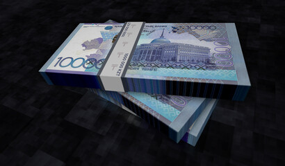 Kazakh Tenge money banknotes pack 3d illustration