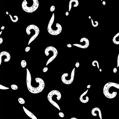 Vector illustration. Question mark seamless pattern. Seamless vector pattern with hand-drawn question marks. Monochrome hipster background. Hand drawn black punctuation marks.