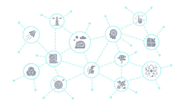 Creative business infographic with thin line icons. Innovation, startup, artwork, project, idea illustration design template.