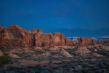 Sunset in Arches National Park located in Utah