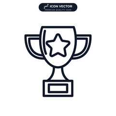 Trophy cup icon symbol template for graphic and web design collection logo vector illustration