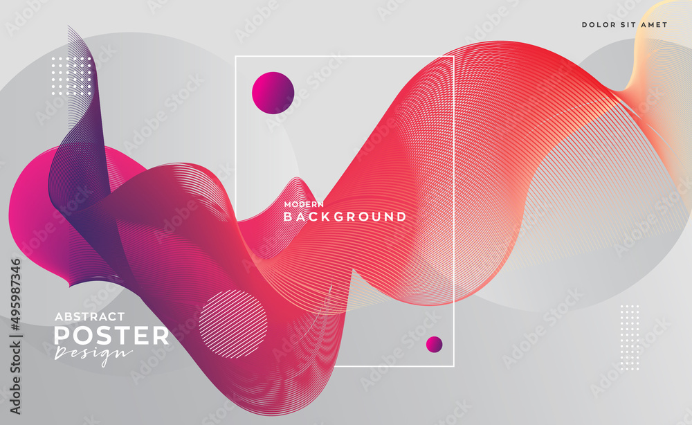 Wall mural abstract colorful dynamic fluid wave background. landing page design template.