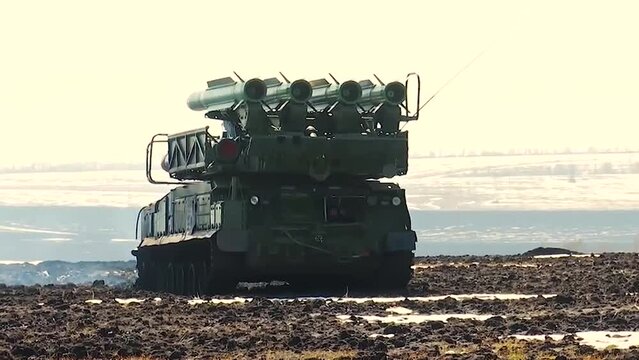 Rocket launcher vehicle. Missile war machine.