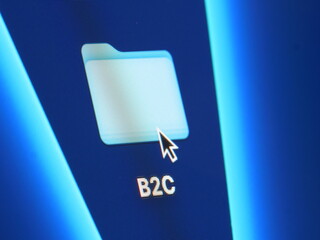 B2C - macro shot of folder on computer desktop with mouse pointer - zooming in on screen pixels