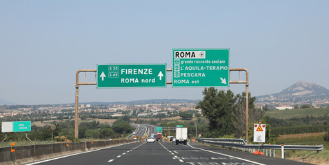 Highway in Italy with name of Italian Place like Rome Florence and more