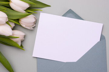 Blank for the design of a greeting card or invitation in an envelope. Holiday concept.